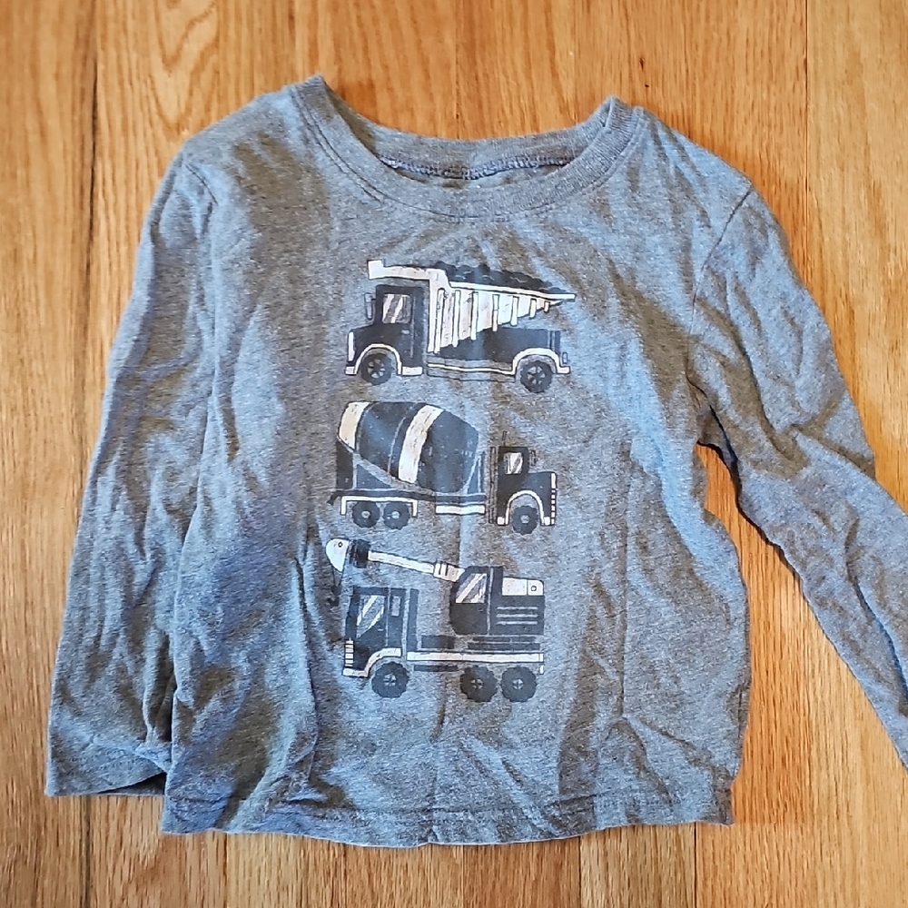 Gray Kids Long Sleeve Shirt with Truck Print